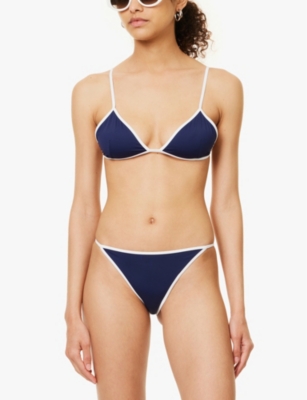 Shop Sporty And Rich Womens Navy Kate Triangle Bikini Top