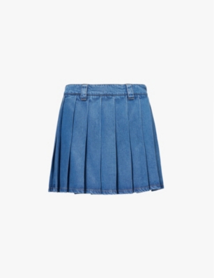 MIU MIU: Pleated mid-rise woven mini skirt