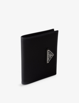 Prada Mens Black Re-nylon Small Recycled-nylon And Leather Wallet In Black