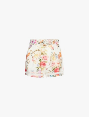 CAMILLA: Buckled linen shorts