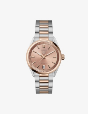 TAG HEUER: WBN2350.BD0000 Carrera 18ct rose-gold and stainless-steel automatic watch&nbsp;