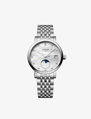 LONGINES: Longines Elegant Collection mother-of-pearl and stainless-steel quartz watch