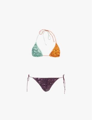 OSEREE: Paillettes sequin-embellished bikini set
