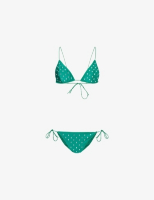 OSEREE: Gemstone-embellished triangle bikini set