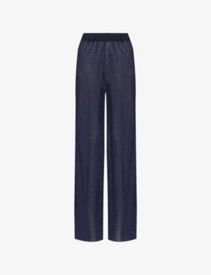 OSEREE: Lumiere metallic-weave wide-leg high-rise woven trousers