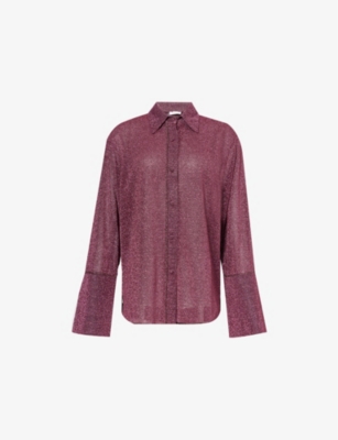 OSEREE: Lumiere long-sleeve metallic-weave woven shirt