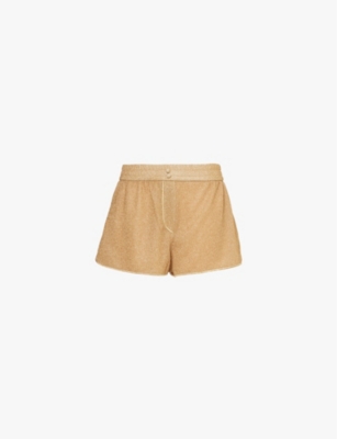 OSEREE: Lumiere metallic-weave straight-leg woven shorts