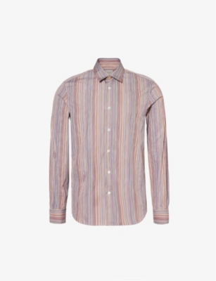 PAUL SMITH: Stripe-embellished slim-fit cotton shirt