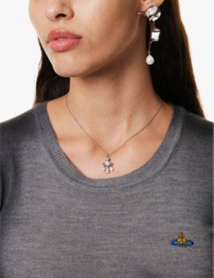 【Vivienne Westwood】Joaquina Pendant ネックレス Joaquina Pendant Necklace in PLATINUM-WHITE-CZ | Vivienne