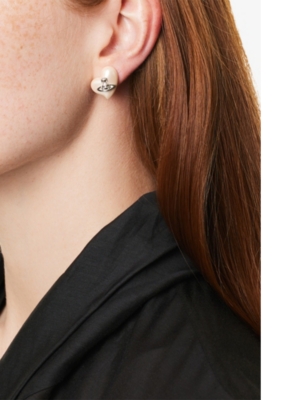 VIVIENNE WESTWOOD JEWELLERY: Florentina Platinum-Plated Brass and Faux-Pearl Stud Earrings