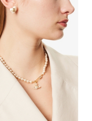 VIVIENNE WESTWOOD JEWELLERY: Florentina Gold-Plated Brass and Faux-Pearl Stud Earrings