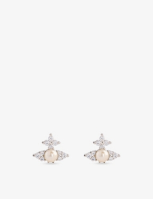 Vivienne Westwood Jewellery Mens  Feodora Crystal-embellished Brass Earrings In Platinum