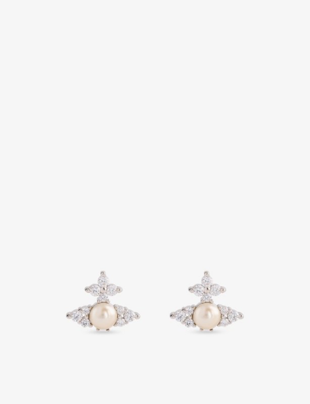 Feodora crystal-embellished brass earrings