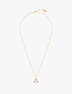 VIVIENNE WESTWOOD JEWELLERY: Feodora brass and cubic zirconia pendant necklace