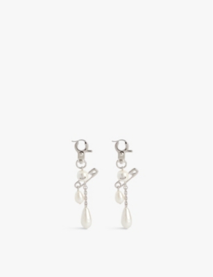 Vivienne Westwood Jewellery Mens  Claude Drop-silhouette Brass Earrings In Platinum