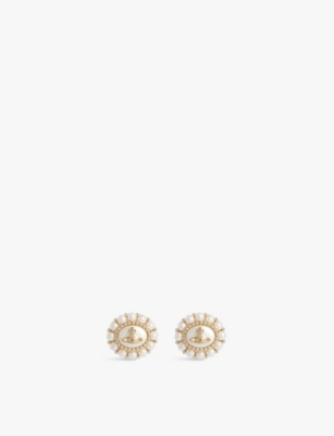 Vivienne Westwood Jewellery Mens Amaya Brass And Glass Pearl Stud Earrings Gold / Creamrose Pearl