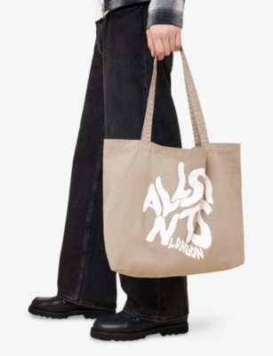 ALLSAINTS: Orlando Brand-Print Cotton-Blend Tote Bag