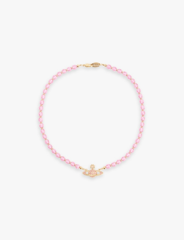 Messaline bead-design brass choker