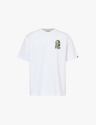 Shop A Bathing Ape Mens  Flora Camouflage Brand Print Relaxed-fit Cotton-jersey T-shirt In White