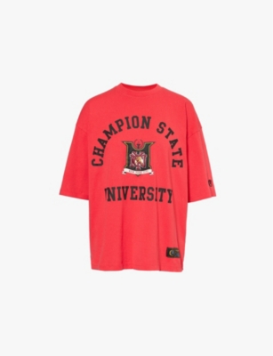 CHAMPION: Text-print relaxed-fit cotton-blend jersey T-shirt