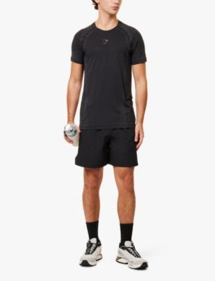 Gymshark Apex Seamless Brand Print Woven Slim Fit T-shirt In Gs Black/gs Dark Grey