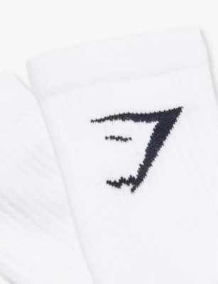Gymshark Mens Gs White Pack Of Three Cotton-blend Socks In Gs White