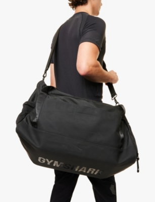 Gymshark Black Everyday Rubberised Branding Recycled-polyester Holdall Bag In Black