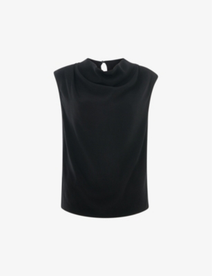 Shop Whistles Women's Black Cowl-neck Sleeveless Woven Top