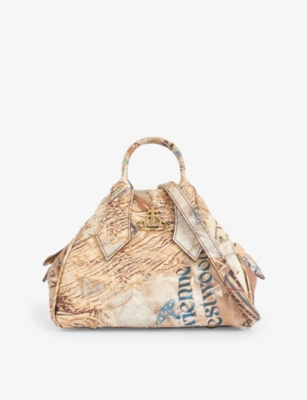 VIVIENNE WESTWOOD: Yasmine small rubbish-print coated-canvas top-handle bag