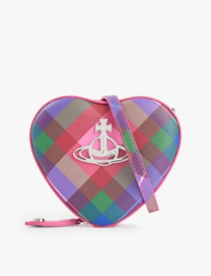 VIVIENNE WESTWOOD: Louise Heart mini checked coated-canvas crossbody bag