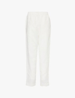 Pangaia Womens White Straight-leg High-rise Linen Trousers