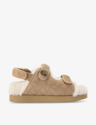 Kurt Geiger London Orson Genuine Shearling Slingback Sandal In Beige
