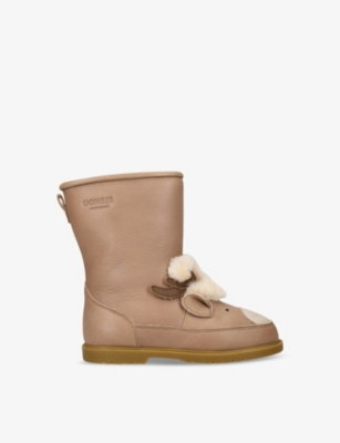 Donsje Tan Kids' Wadudu Leather Boots Eur 26 / 8.5 Uk In Tan