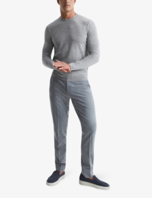 Shop Reiss Mens Wessex Marl-pattern Wool Jumper Soft Grey Mouli