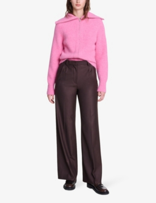 Maje Pantalon De Tailleur Large In Bruns
