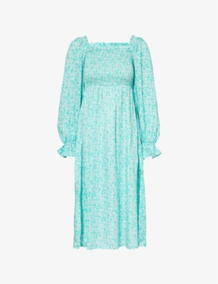 Shop Aspiga Women's Meadow Bloom Green Nancy Square-neck Woven Maxi Dress