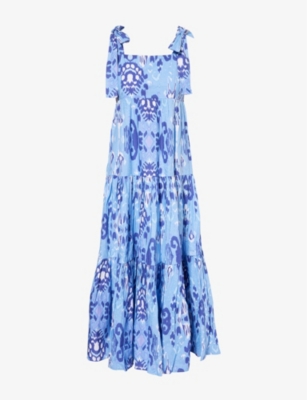 ASPIGA: Tabitha floral-pattern cotton maxi dress