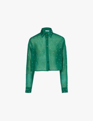 OSEREE: Gem Cut crystal-embellished cotton-silk blend shirt