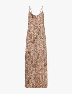 SKIN: Leopard-print scoop-neck organic-cotton jersey dress