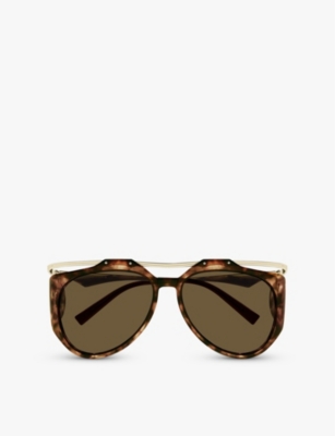 SAINT LAURENT: YS000610 Amelia pilot-frame metal sunglasses