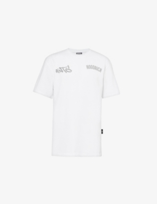 Hoodrich Mens White Shutter Logo-embroidered Cotton-jersey T-shirt