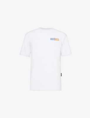 Hoodrich Mens White Graffiti Logo-embroidered Cotton-jersey T-shirt