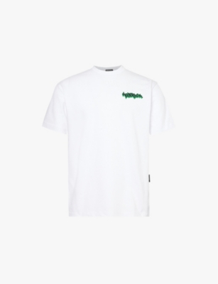 Hoodrich Mens White Graffiti Tag Graphic-print Cotton-jersey T-shirt