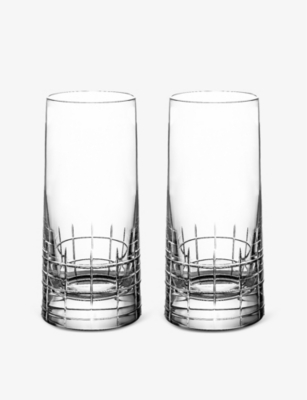 Shop Christofle Graphik Crystal-glass Highball Glasses Set Of Two