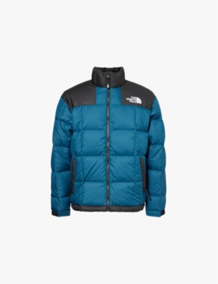 Shop The North Face Mens Midnight Petrol Lhotse Brand-embroidery Regular-fit Shell-down Jacket