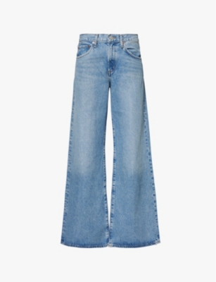 AGOLDE: Clara faded-wash wide-leg high-rise organic-denim jeans