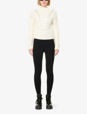MONCLER: Embellished Cable-Knit Wool-Blend Jumper