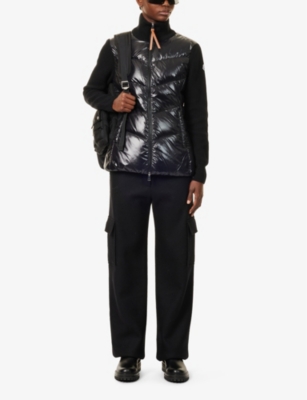 MONCLER: Knitted high-neck slim-fit shell-down jacket