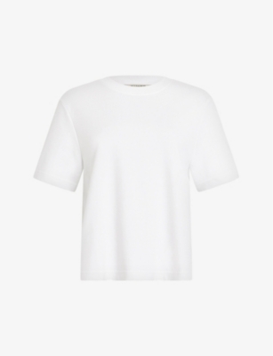 Allsaints Womens  Lisa Boxy Crew-neck Organic-cotton Jersey T-shirt In White