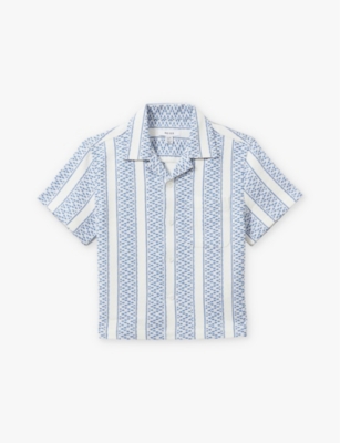 Kesh herringbone short-sleeve cotton-blend shirt 4-14 years